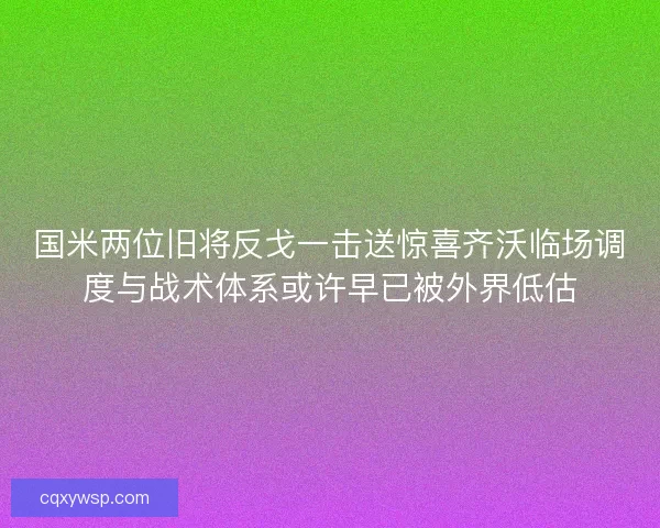 国米两位旧将反戈一击送惊喜齐沃临场调度与战术体系或许早已被外界低估